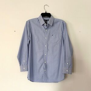 Nautica Collared Dress Shirt - Blue Pinstripe